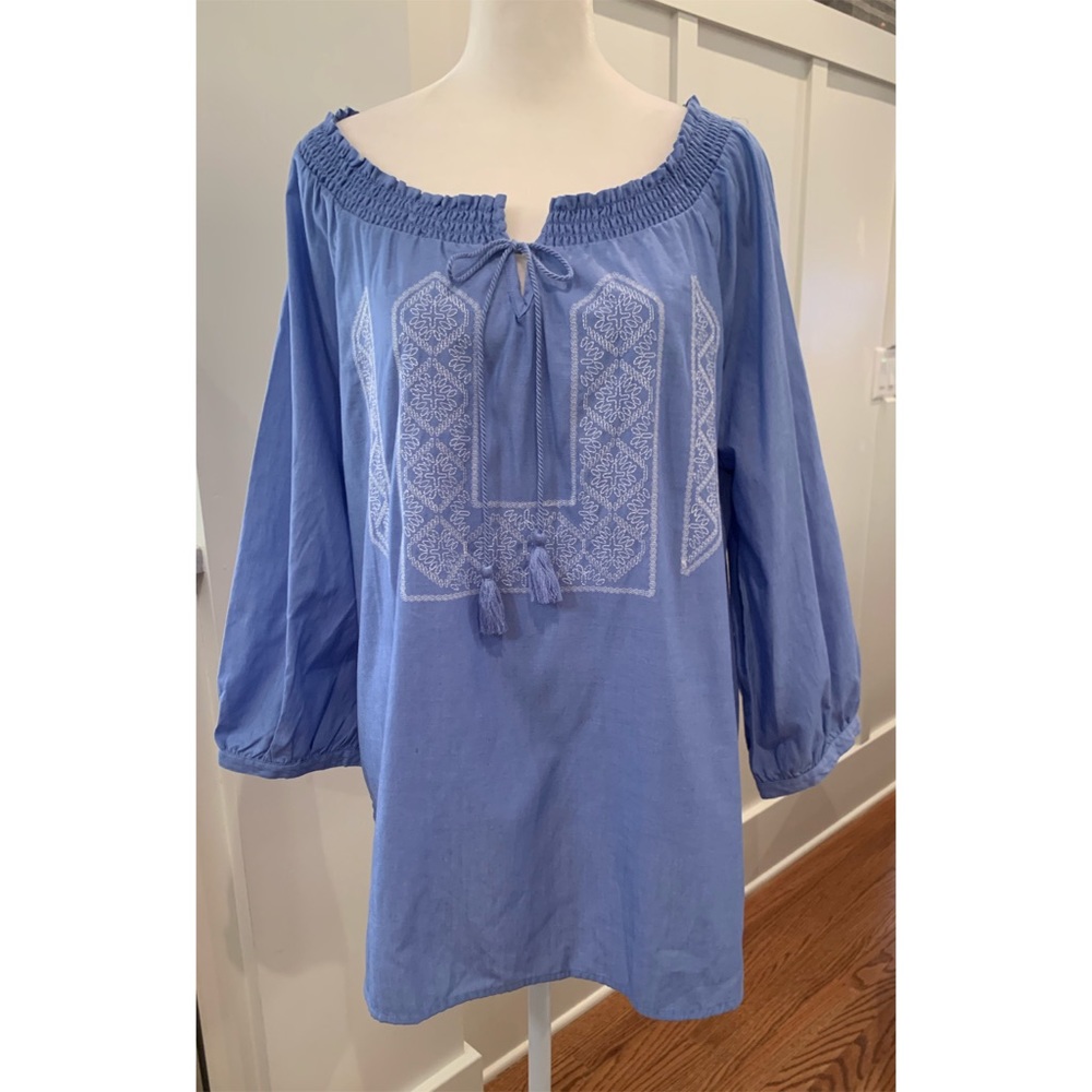 Signature Collection Cornflower Blue Embroidered Tunic